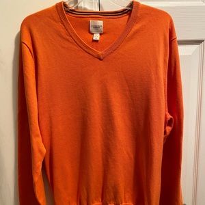 Lands’ End Canvas Men's Orange Color V-neck Sweater.